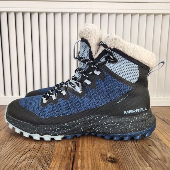 Merrell Bravada Knit Bluff Polar Womens Sz 9.5 Poseidon Waterproof Hiking Boots - Picture 3 of 10